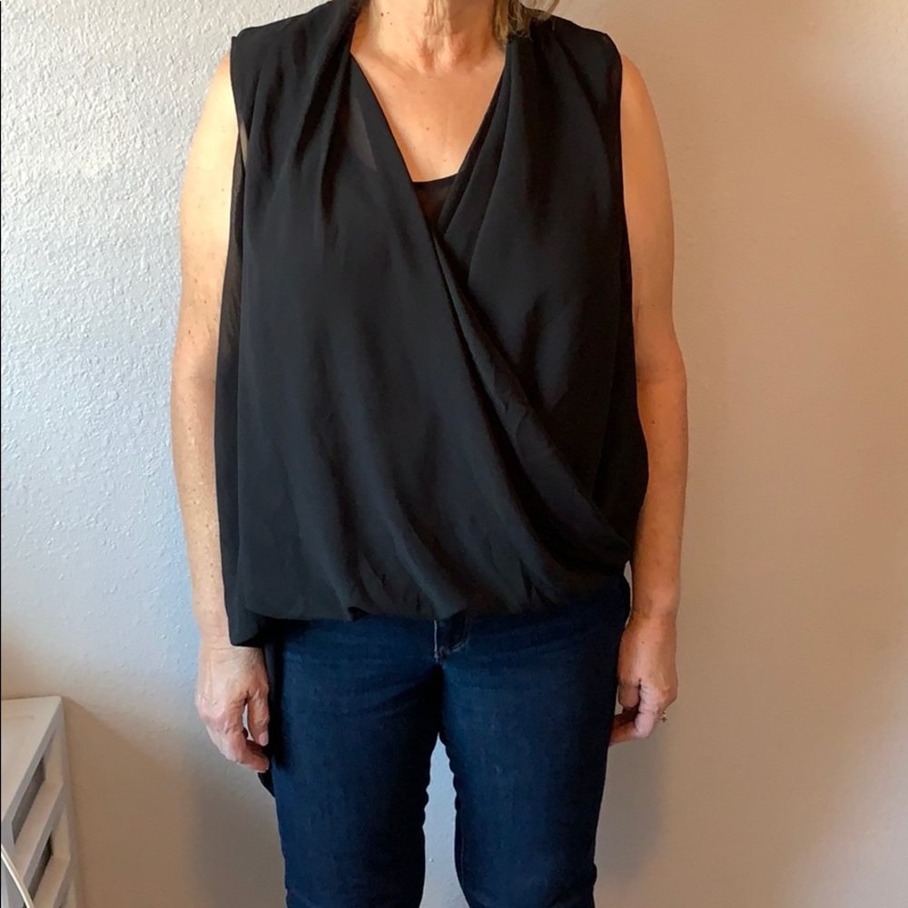 High low black blouse
